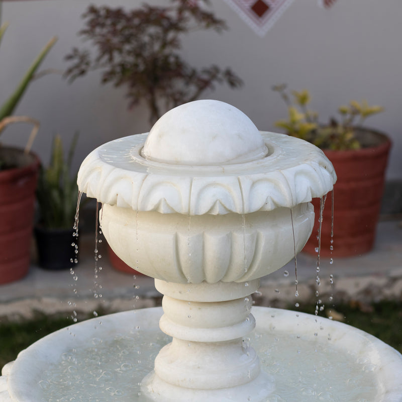Marble Fountain, White Marble Carving - Handicraft Bazaar