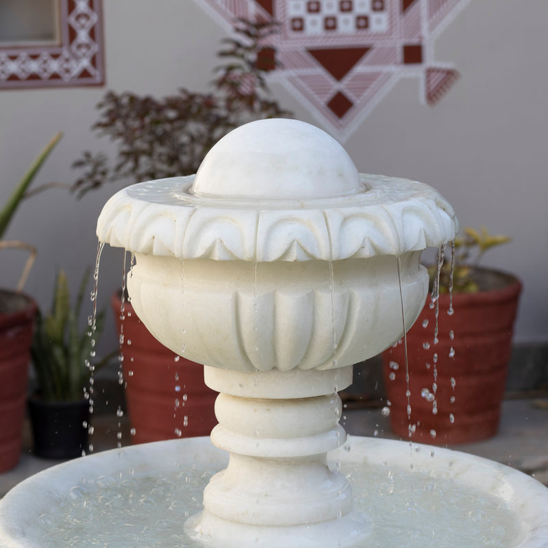 Marble Fountain, White Marble Carving - Handicraft Bazaar