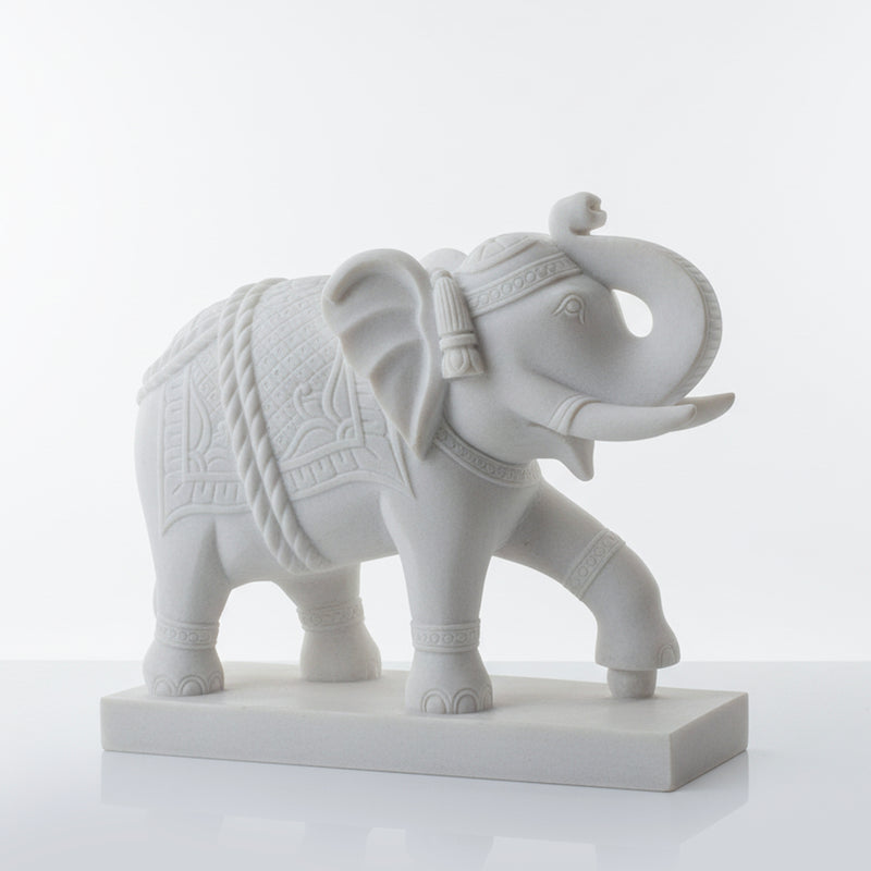 Marble Hand Carved Elephant Pair