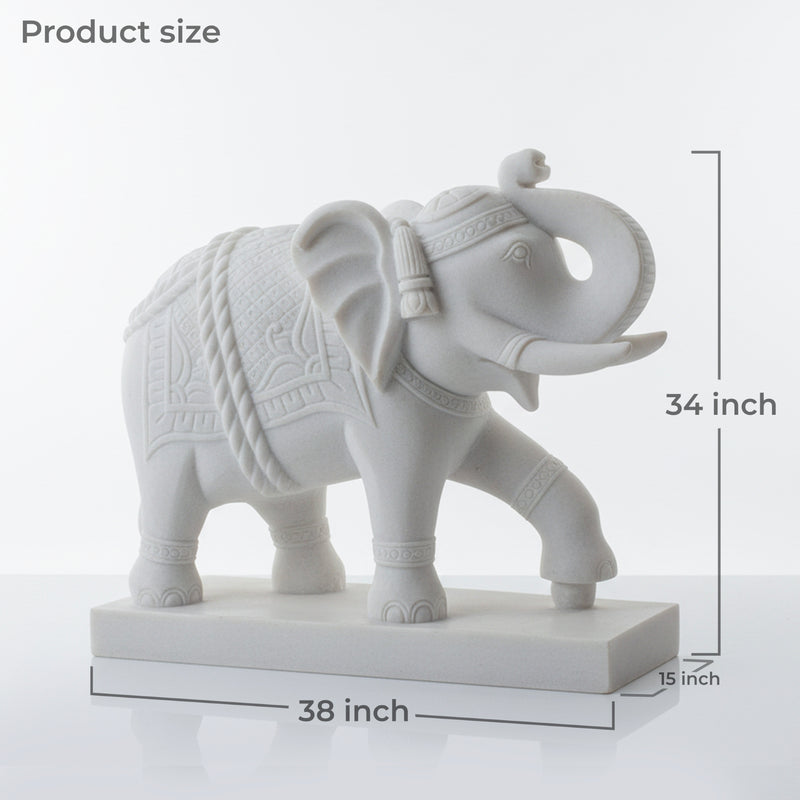 Marble Hand Carved Elephant Pair