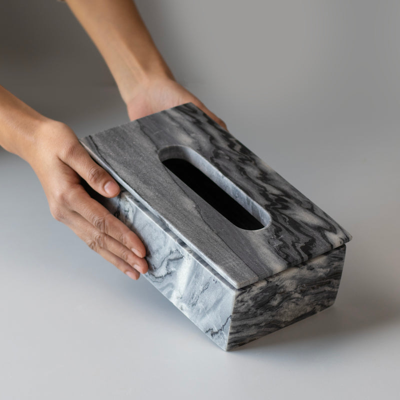 Marble Tissue Box (Charcoal Black) - Handicraft Bazaar