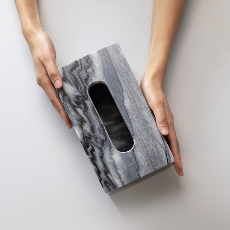 Marble Tissue Box (Charcoal Black) - Handicraft Bazaar