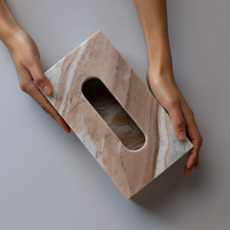 Marble Tissue Box (Earth Brown) – Handicraft Bazaar