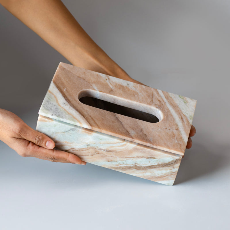 Marble Tissue Box (Earth Brown) – Handicraft Bazaar