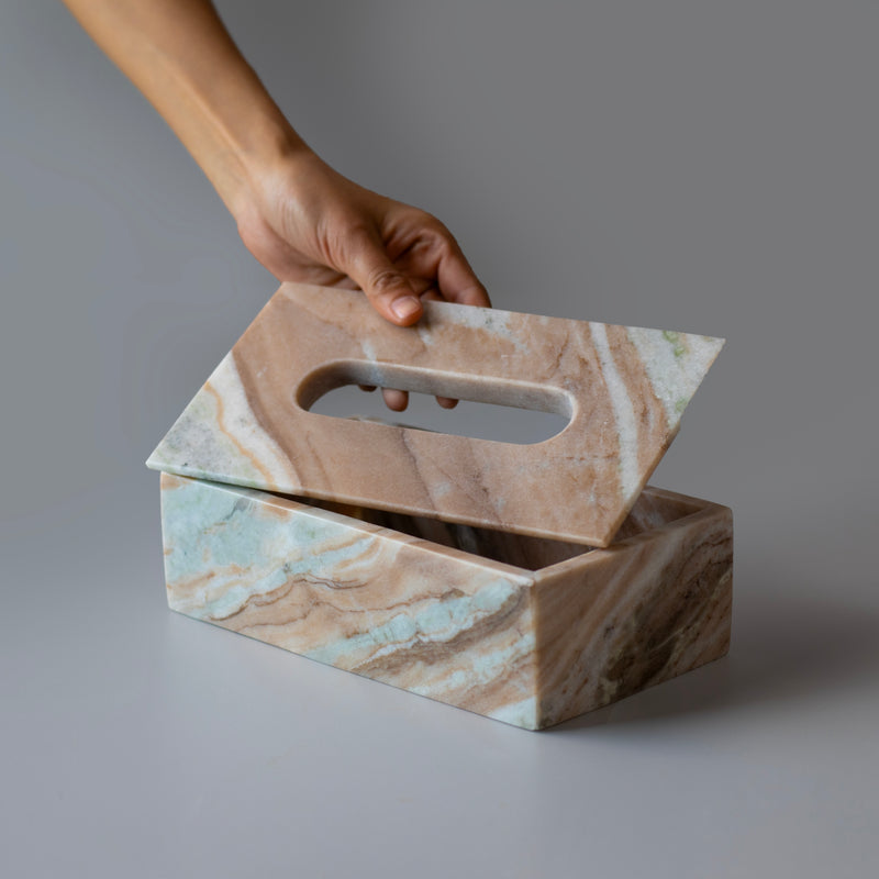 Marble Tissue Box (Earth Brown) – Handicraft Bazaar