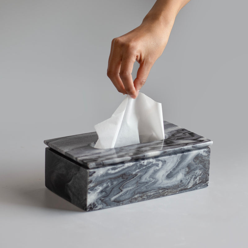 Marble Tissue Box (Charcoal Black) - Handicraft Bazaar