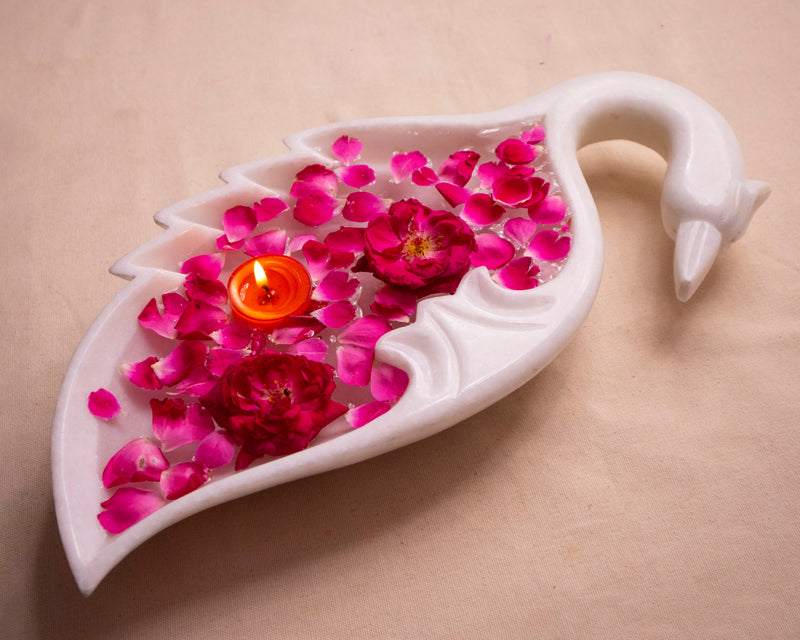 Marble Urli (Peacock) - Handicraft Bazaar