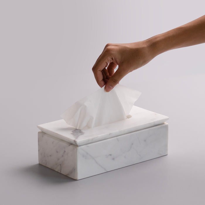 Marble Tissue Box (Statuario) - Handicraft Bazaar