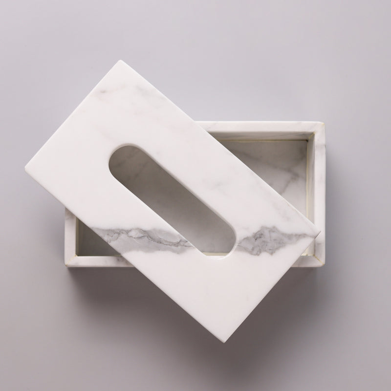Marble Tissue Box (Statuario) - Handicraft Bazaar