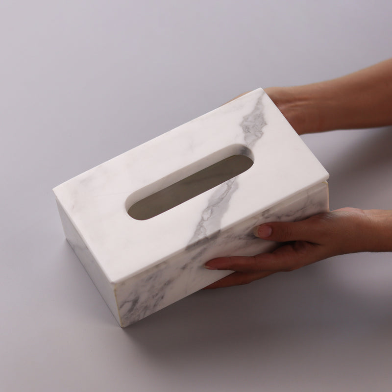 Marble Tissue Box (Statuario) - Handicraft Bazaar