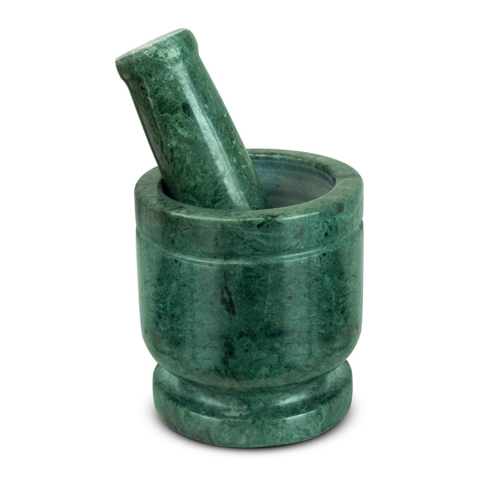 Mortar and Pestle, Green Marble - Handicraft Bazaar