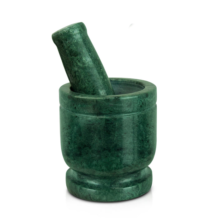 Mortar and Pestle, Green Marble - Handicraft Bazaar