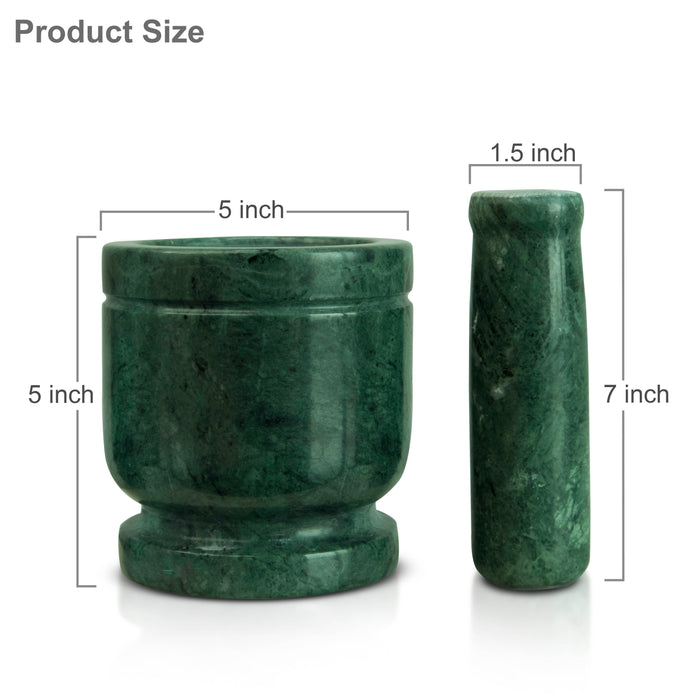 Mortar and Pestle, Green Marble - Handicraft Bazaar