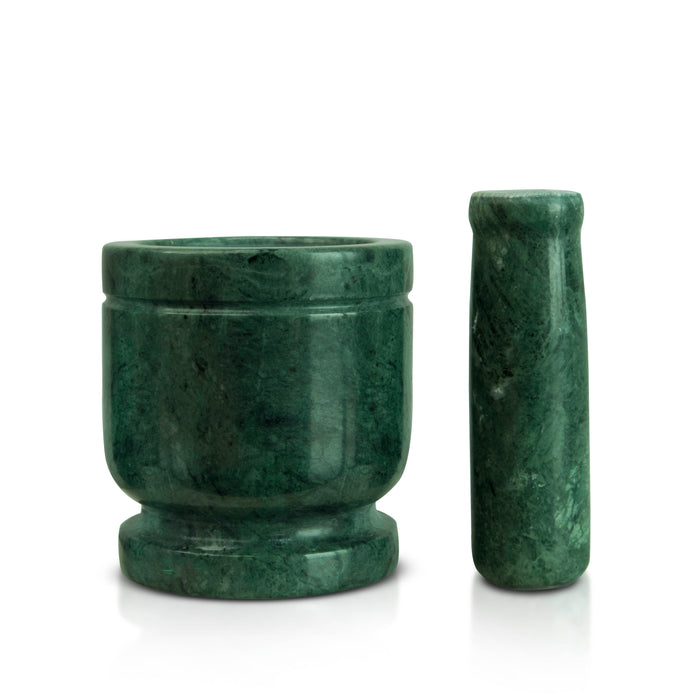 Mortar and Pestle, Green Marble - Handicraft Bazaar