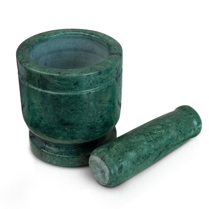 Mortar and Pestle, Green Marble - Handicraft Bazaar