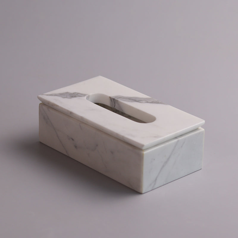 Marble Tissue Box (Statuario) - Handicraft Bazaar