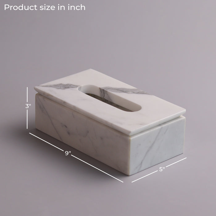 Marble Tissue Box (Statuario) - Handicraft Bazaar
