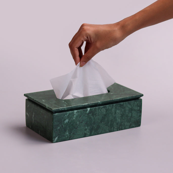 Marble Tissue Box (Green) - Handicraft Bazaar
