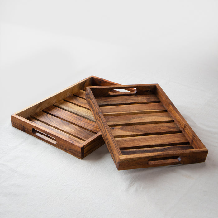 Wooden Serving Tray- Stripped