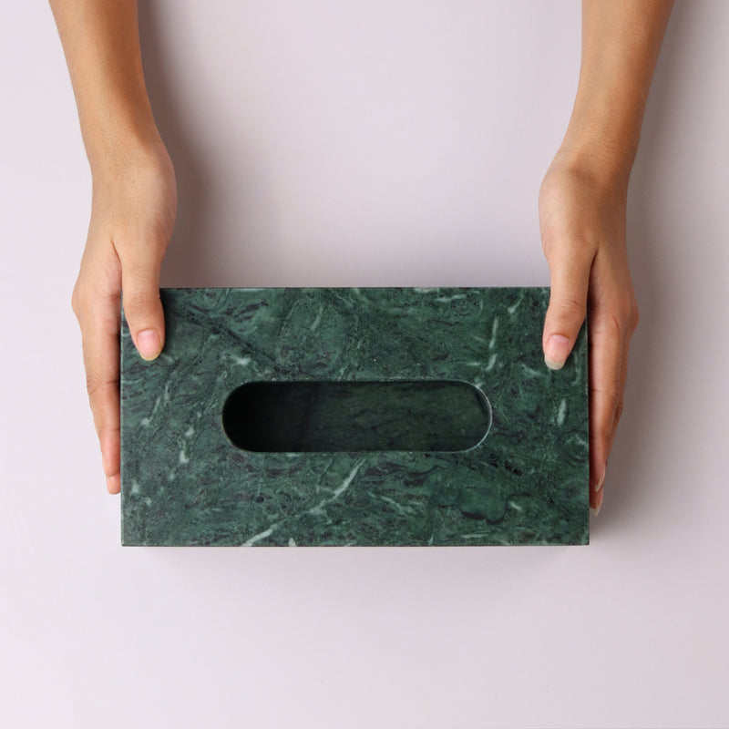 Marble Tissue Box (Green) - Handicraft Bazaar