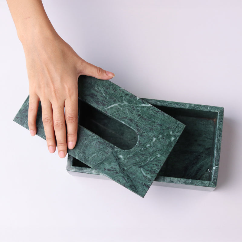 Marble Tissue Box (Green) - Handicraft Bazaar