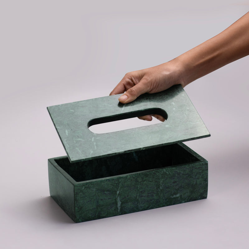 Marble Tissue Box (Green) - Handicraft Bazaar