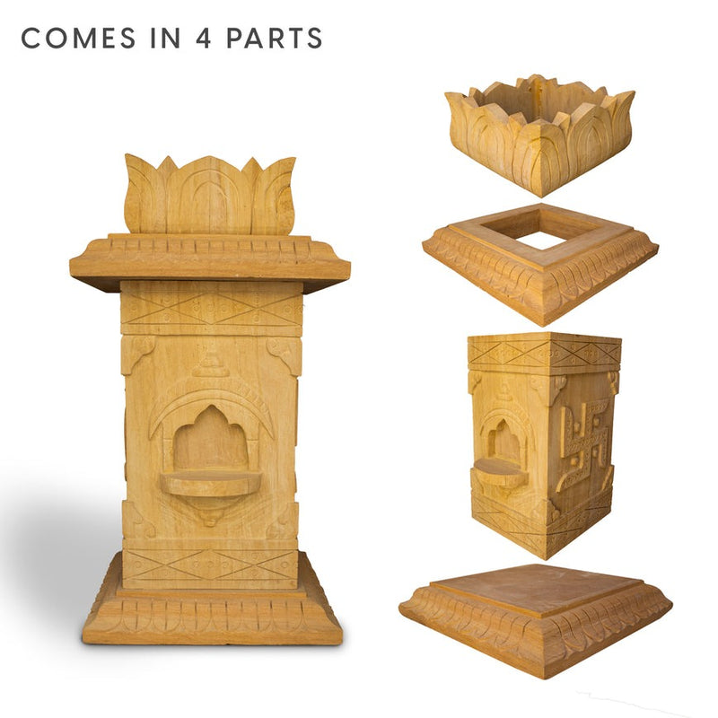 Sandstone Tulsi Pot, Brown Sandstone Carving - Handicraft Bazaar