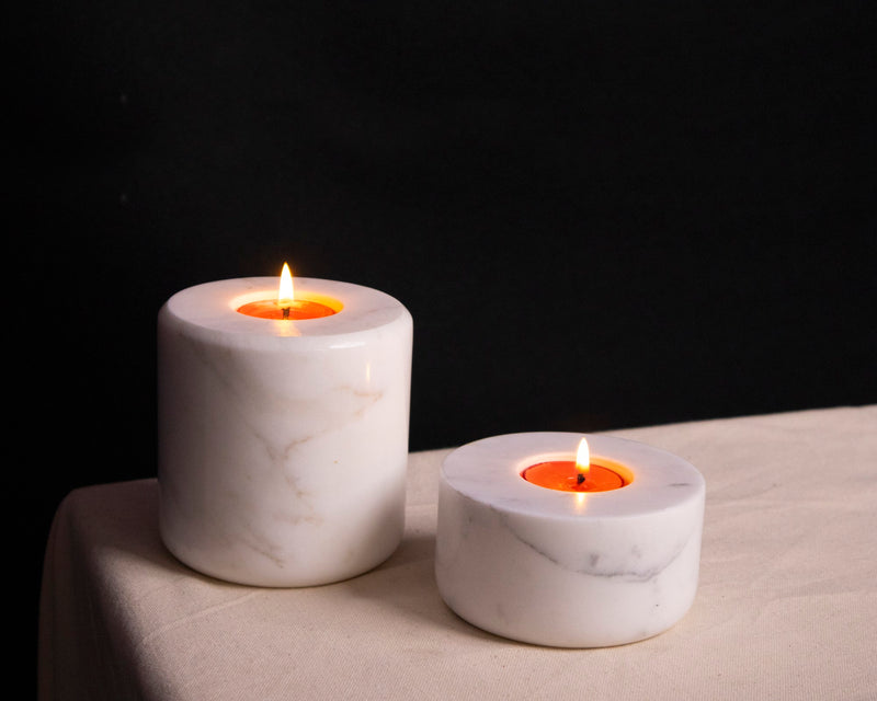 Marble Candle Holder (Statuario) | Handicraft Bazaar