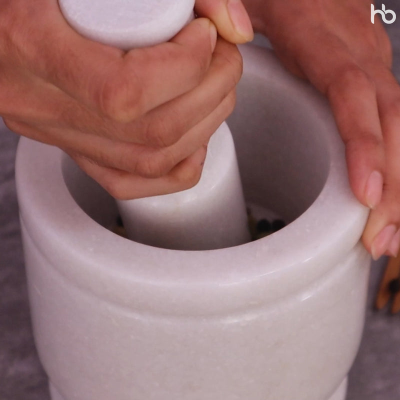 Mortar and Pestle, Imam Dasta White Marble - Handicraft Bazaar