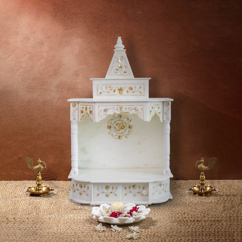 Marble Temple Golden Inlay - Handicraft Bazaar