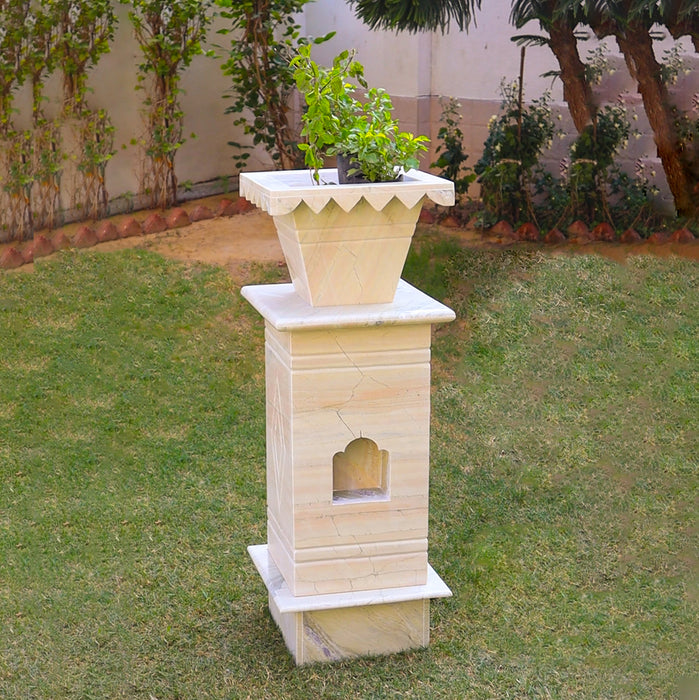 Marble Tulsi Pot,  Green Katni - Handicraft Bazaar