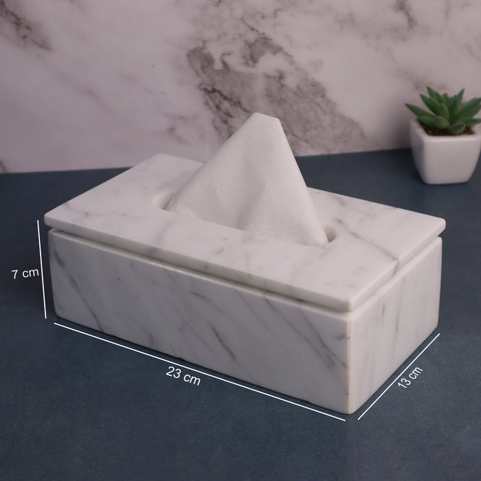 Marble Tissue Box (Statuario) - Handicraft Bazaar