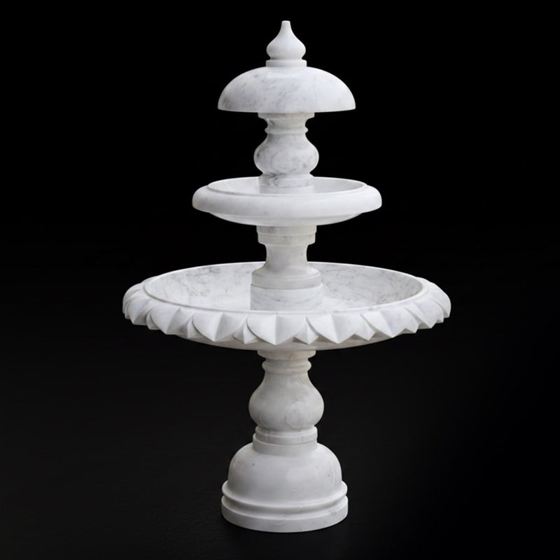 Marble Fountain Banswara Lotus Crown (3-Tier) - Handicraft Bazaar