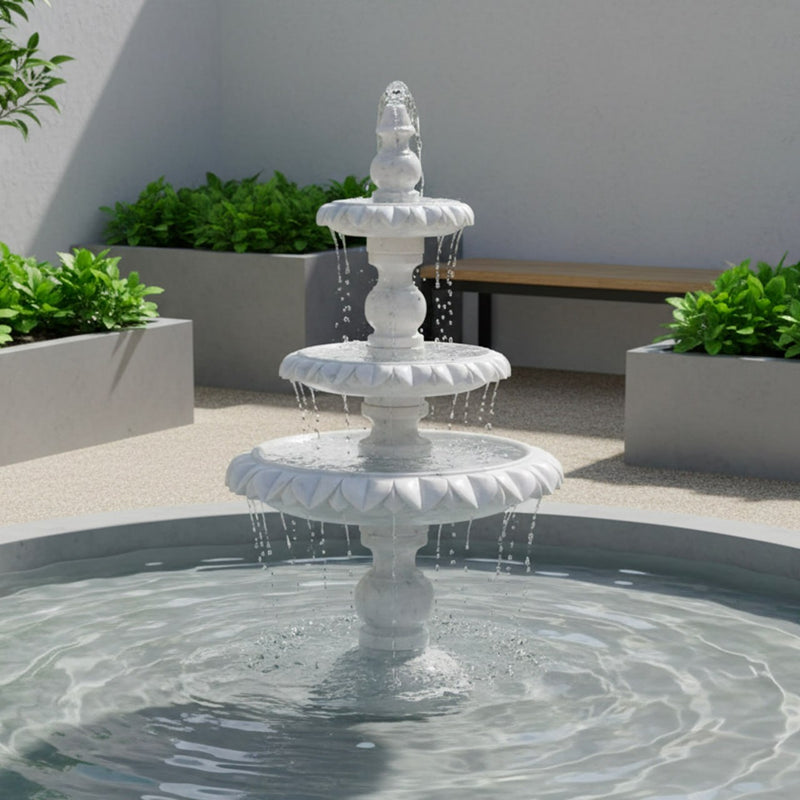 Marble Fountain Banswara Kalash Top (3-Tier) - Handicraft Bazaar