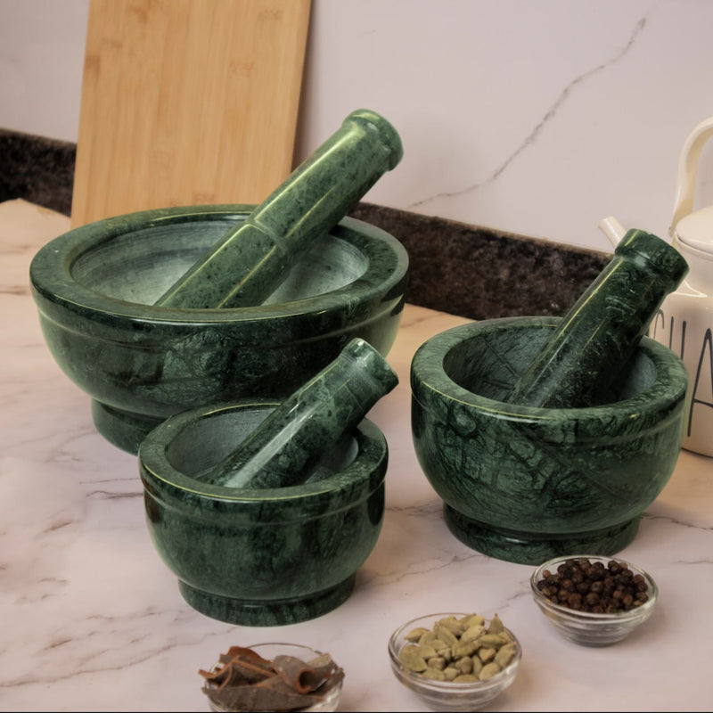 Mortar and Pestle, Green - Handicraft Bazaar