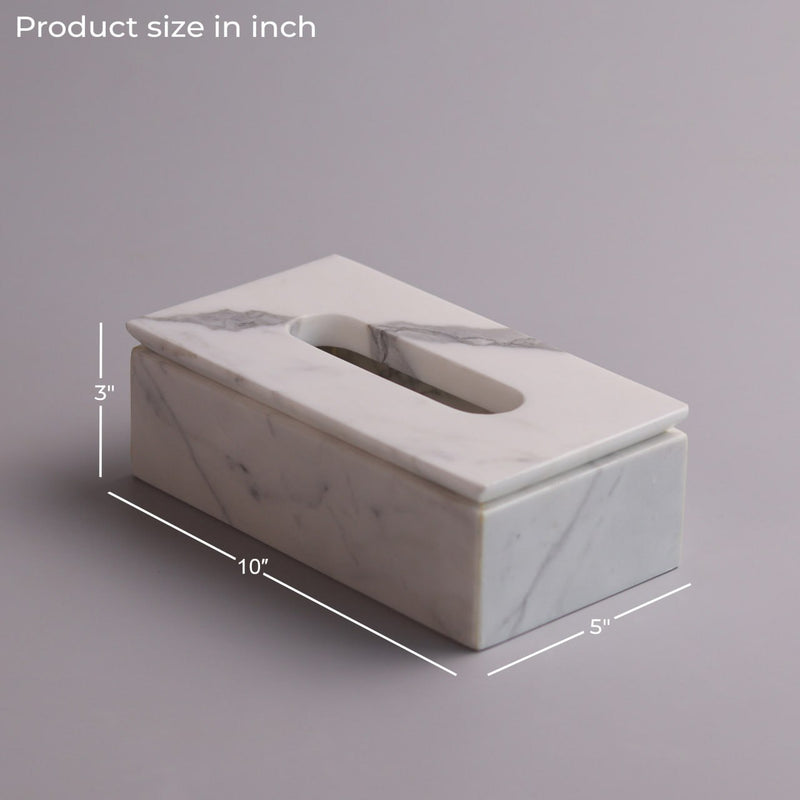 Marble Tissue Box (Statuario) - Handicraft Bazaar