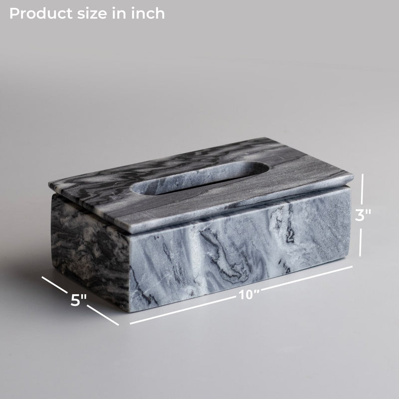 Marble Tissue Box (Charcoal Black) - Handicraft Bazaar