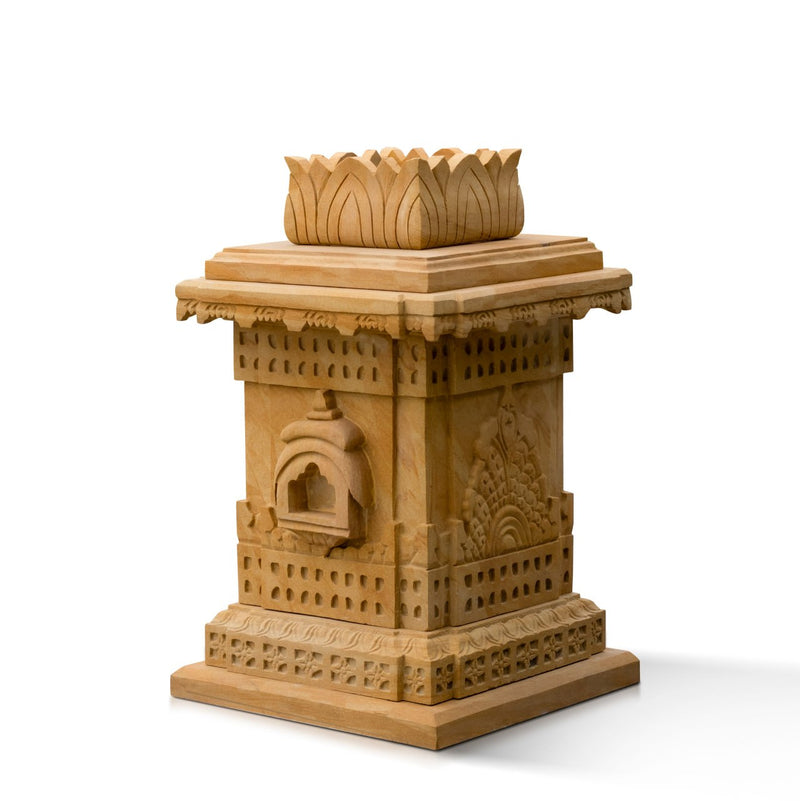 Sandstone Tulsi Pot, Brown Sandstone Hand Carving - Handicraft Bazaar