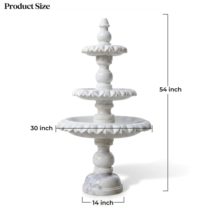 Marble Fountain Banswara Kalash Top (3-Tier) - Handicraft Bazaar