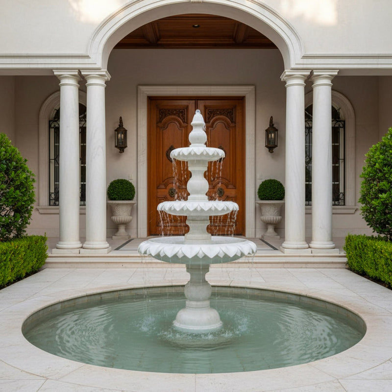 Marble Fountain Banswara Kalash Top (3-Tier) - Handicraft Bazaar