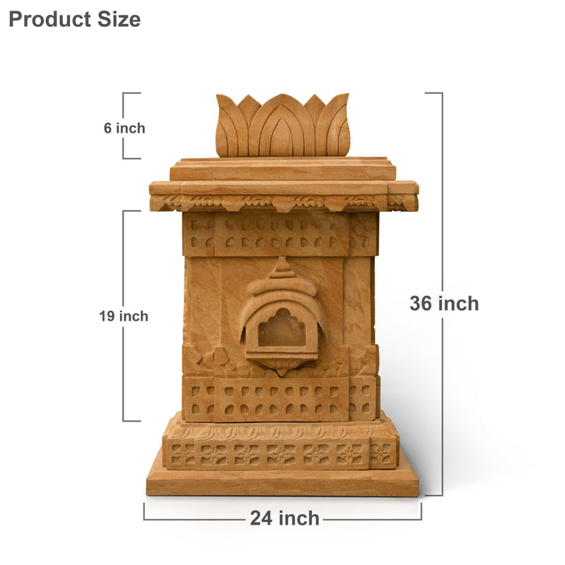Sandstone Tulsi Pot, Brown Sandstone Hand Carving - Handicraft Bazaar
