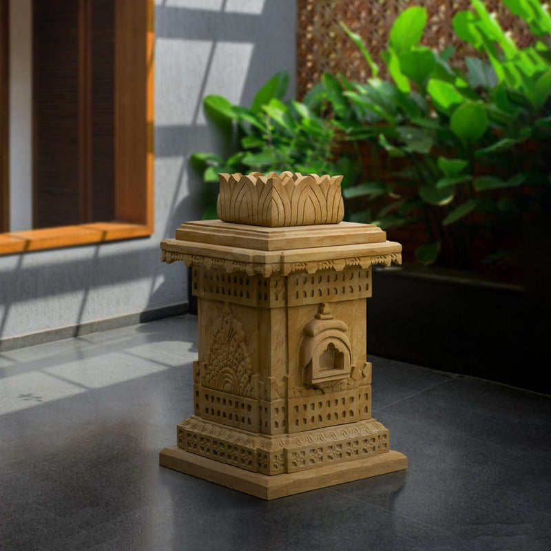 Sandstone Tulsi Pot, Brown Sandstone Hand Carving - Handicraft Bazaar