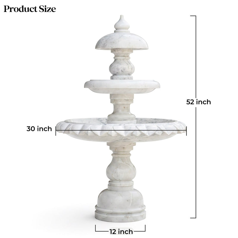 Marble Fountain Banswara Lotus Crown (3-Tier) - Handicraft Bazaar