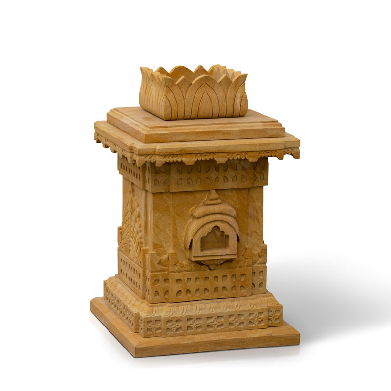 Sandstone Tulsi Pot, Brown Sandstone Hand Carving - Handicraft Bazaar