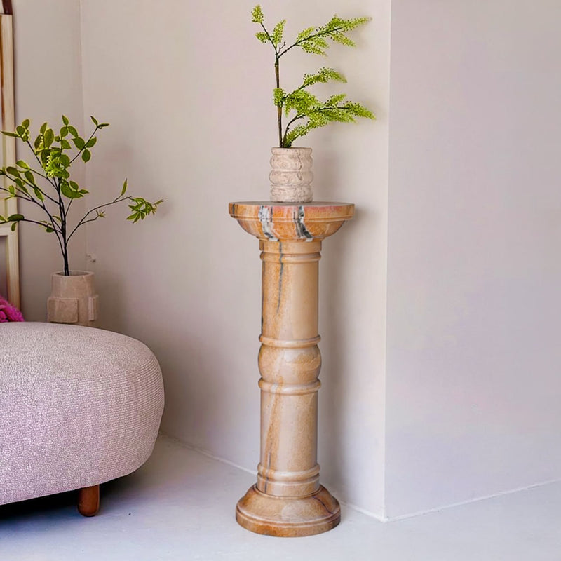 Marble Pedestal Pink - Handicraft Bazaar