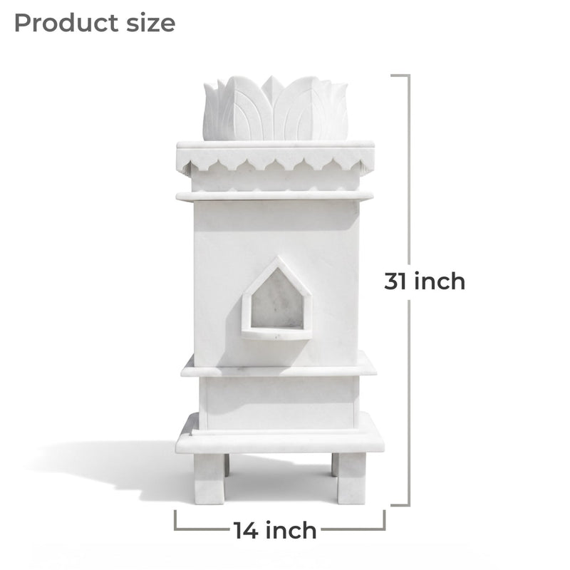 Marble Tulsi Pot with 3 Symbol Design - Handicraft Bazaar