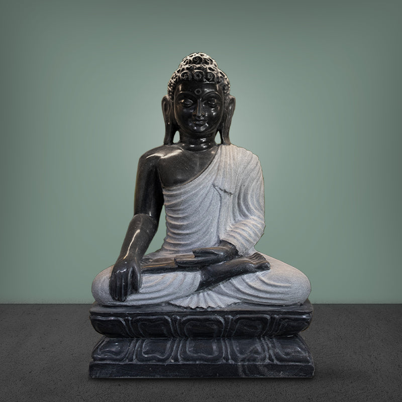 Buddha, 18 Inch, Black Marble Statue - Handicraft Bazaar
