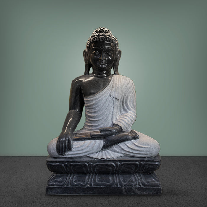 Buddha, 18 Inch, Black Marble Statue - Handicraft Bazaar