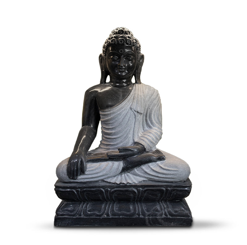 Buddha, 18 Inch, Black Marble Statue - Handicraft Bazaar