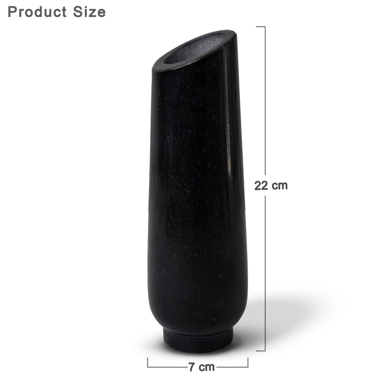 Marble Flower Vase, Black - Handicraft Bazaar